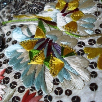 French knot detail, court waistcoat, 1770-80, Snowshill Costume Collection