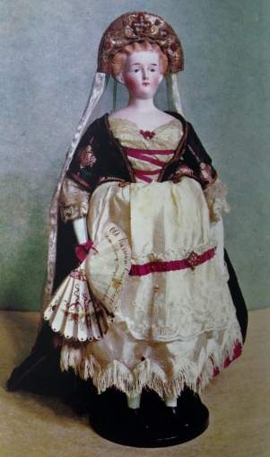 18th C. Pandora fashion doll wearing Russian court dress