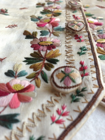 Embroidery and button detail,1780-90 waistcoat
