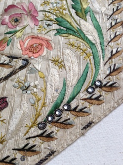 Paste glass detail, Embroidered waistcoat, 1775-85