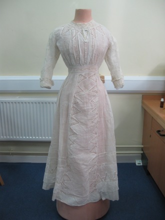 1910, Cotton and Lace Day Dress, Hereford Museum. Professor Nancy Hills for 'Symphony In White' exhibition at Berrington Hall throughout 2014.