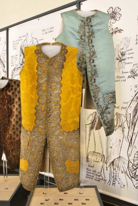1750 - 60 Gold Silk Damask Waistcoat, 'Wearing the Garden' exhibition at Berrington Hall until Jjune 30th. Snowshill Costume Collection.