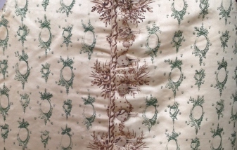 1810-20 copper plate printing on cream silk satin, Wearing The Garden at Berrington Hall, May 1st - June 30th 2014