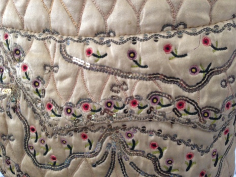 Pocket detail, 1780-90, Tamboured lozenge design, Wearing The Garden at Berrington Hall, May 1st - June 30th 2014